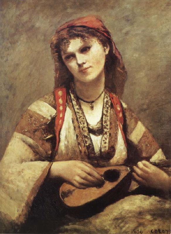 Christine Nilson or Bohemia with Mandolin, Corot Camille